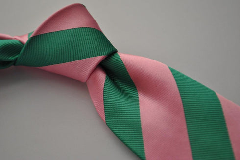 pink and green barber striped tie